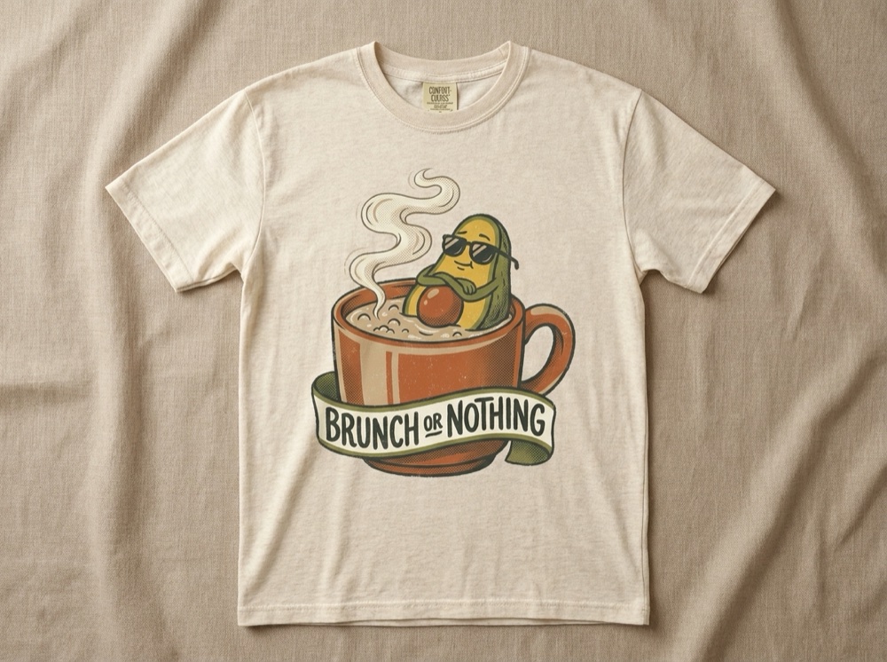 Funny Avocado Brunch Shirt - Retro Brunch Or Nothing Foodie Tee