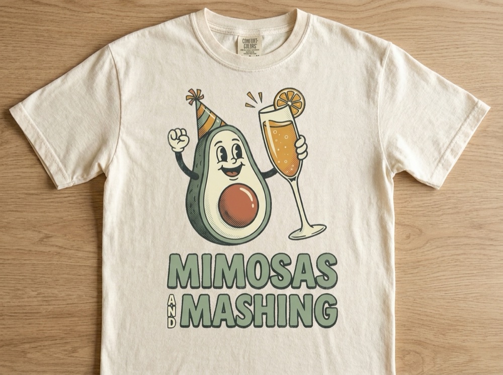 Funny Avocado Brunch Shirt - Retro Mimosas And Mashing Foodie Tee